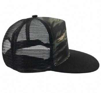 Quality trucker cap customize flat brim mesh trucker cap high crown cap