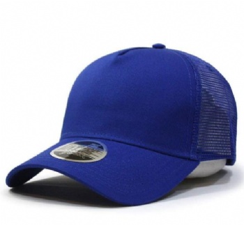 Mesh trucker cap with laser sticker logo