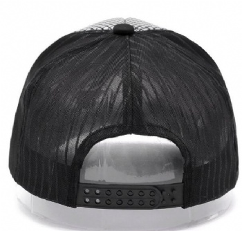 Fashion trucker cap with high crown imprinted mesh cap