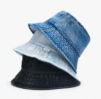 Custom retro denim bucket hats fisher hats jean caps for fishing outdoor sports